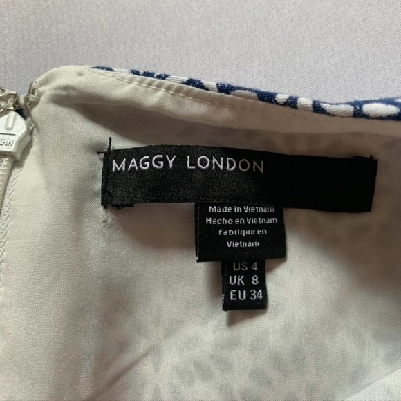 Maggy London Blue and White A-line dress US 4 - Picture 6 of 10